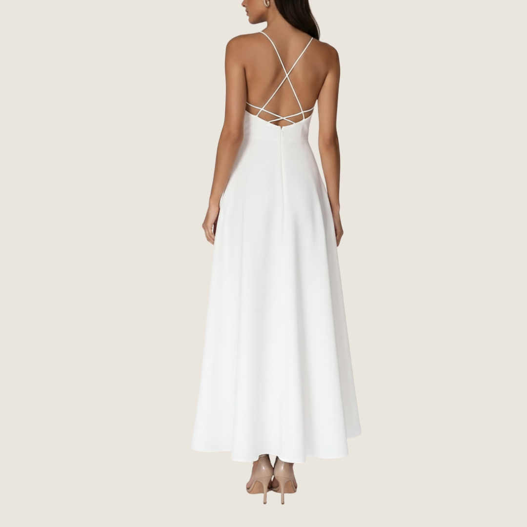 Image of Rosie | Women's V-Neck Sleeveless A-Line Midi Dress
