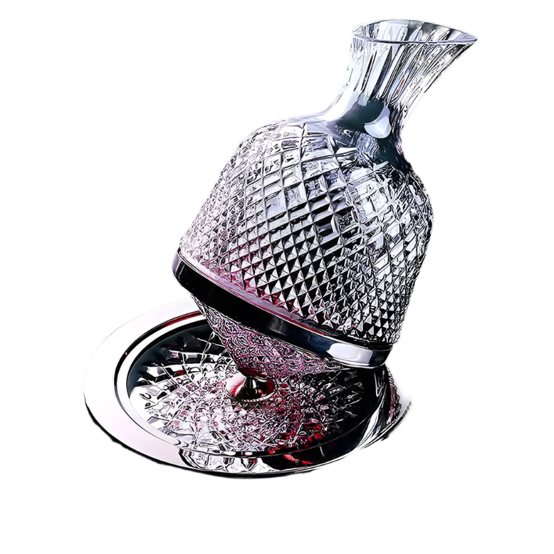 Rotating Crystal Decanter at a High Level