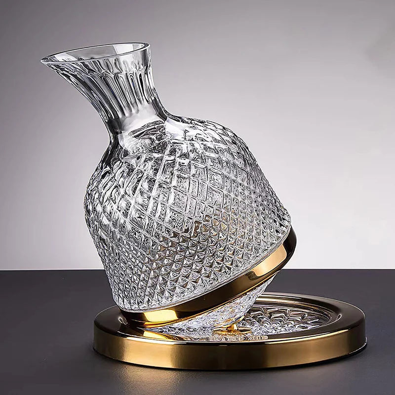 Rotating Crystal Decanter at a High Level