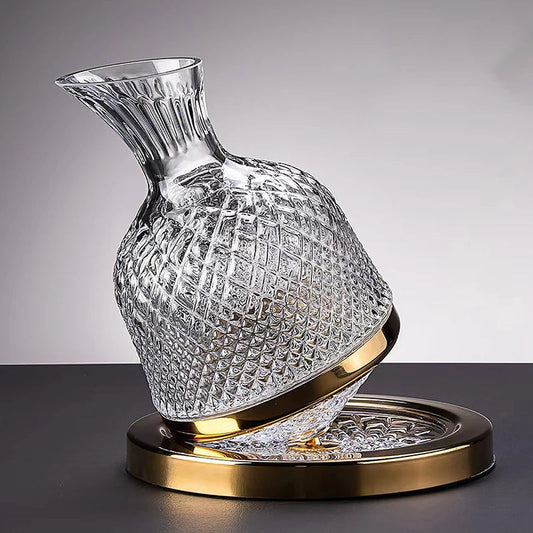Rotating Crystal Decanter at a High Level
