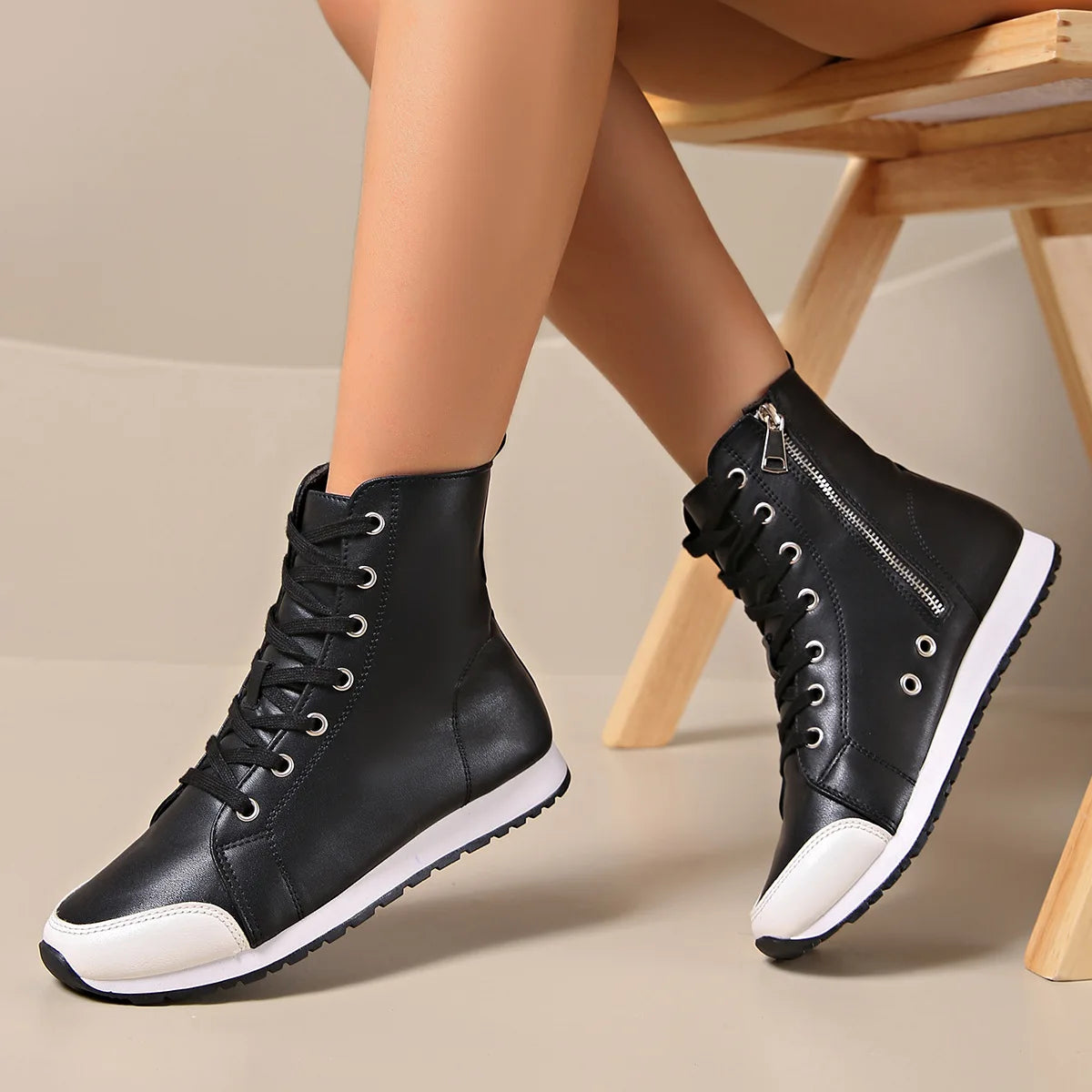 Image of Rowan | Unisex High-Top Faux Leather Sneakers