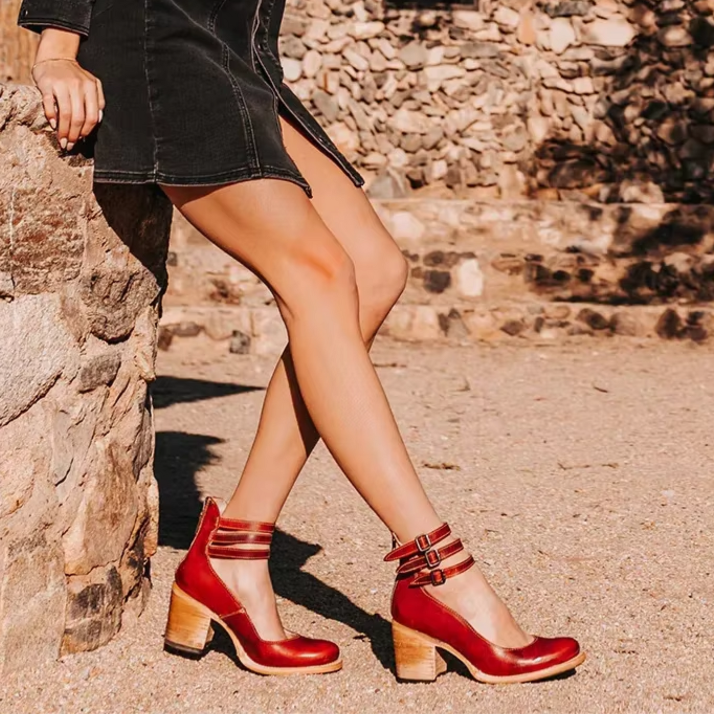 Image of Rowan | Women's Block Heel Ankle Strap Shoes