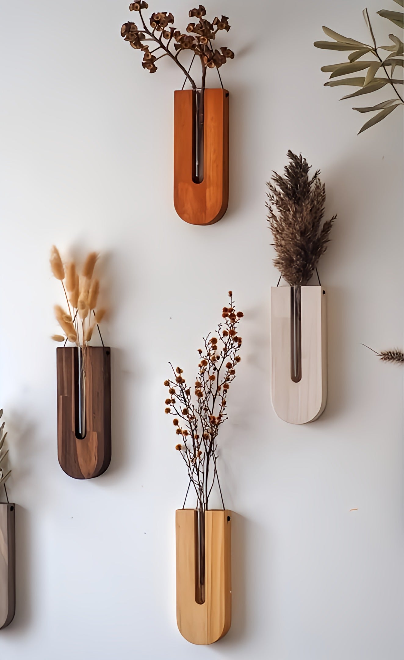 Rustic Wood Wall Plant Holder Set