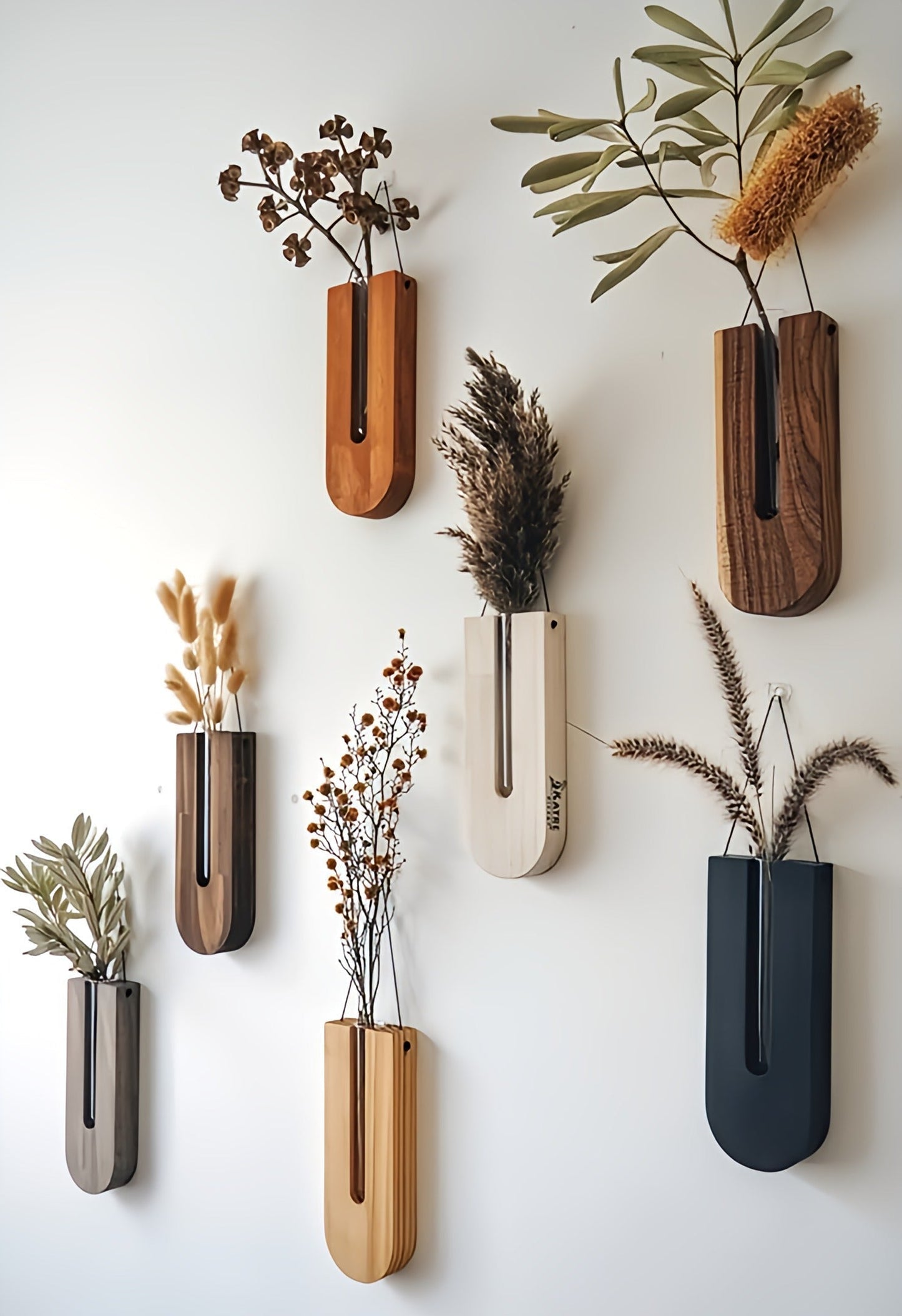 Rustic Wood Wall Plant Holder Set