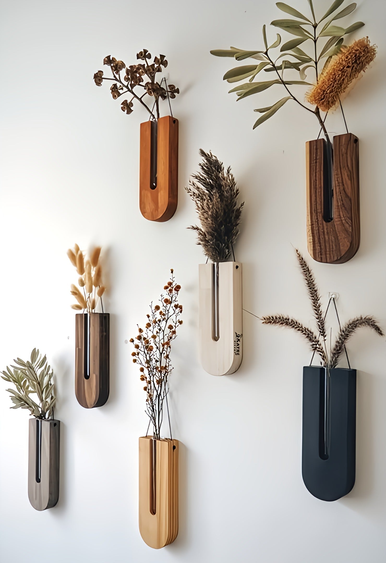 Rustic Wood Wall Plant Holder Set