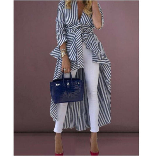 Image of Sage | Women's Striped Wrap Blouse