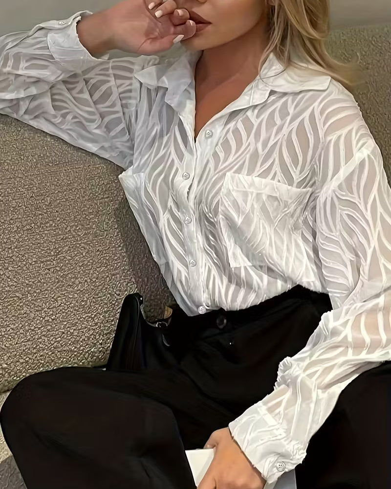 Image of Sally | Women's Long Sleeve Sheer Blouse