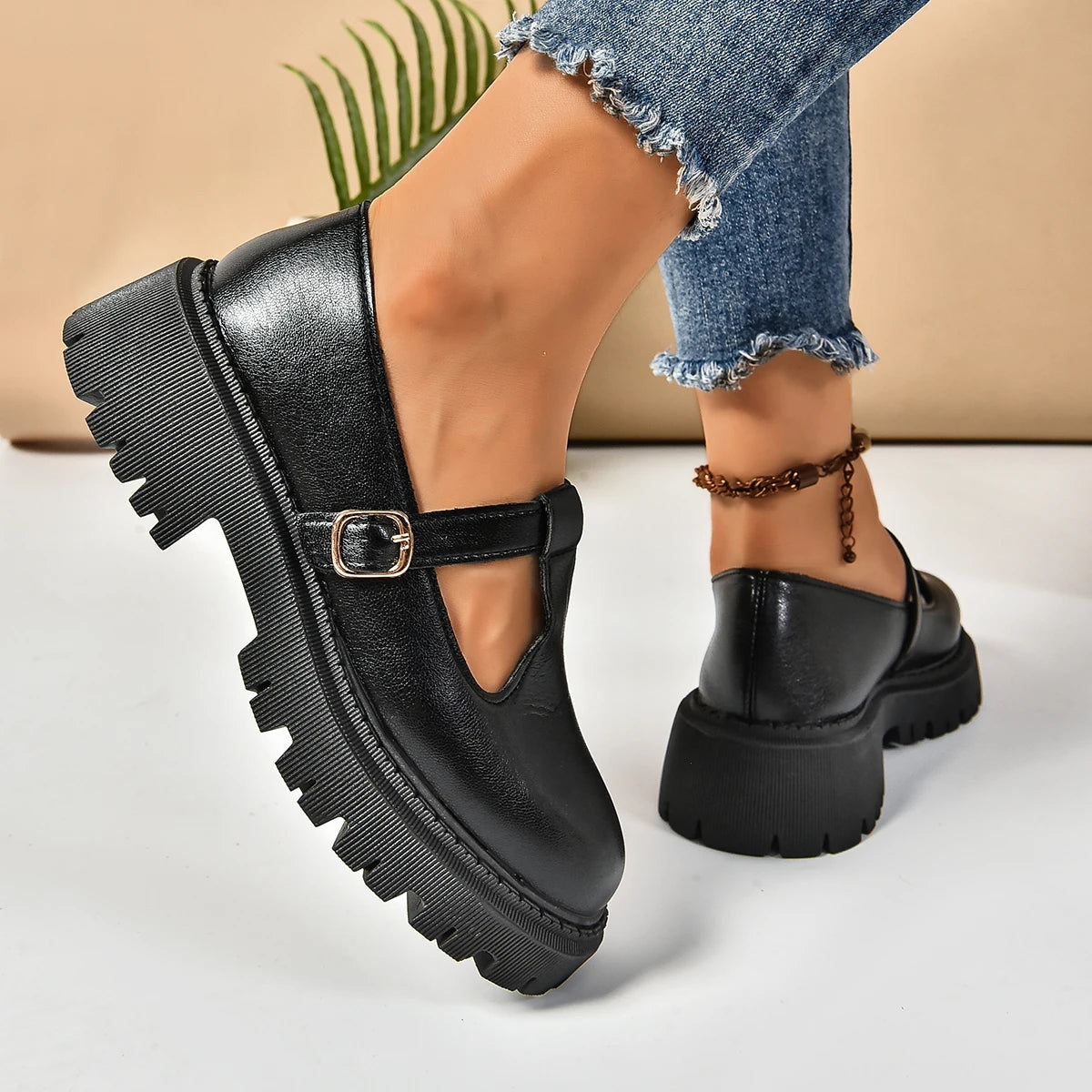 Image of Sanaa | Women's Buckled Platform Mary Jane Shoes