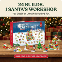 Santa's Workshop Advent Calendar, 24-in-1 Christmas Brick Set, 769 Pieces