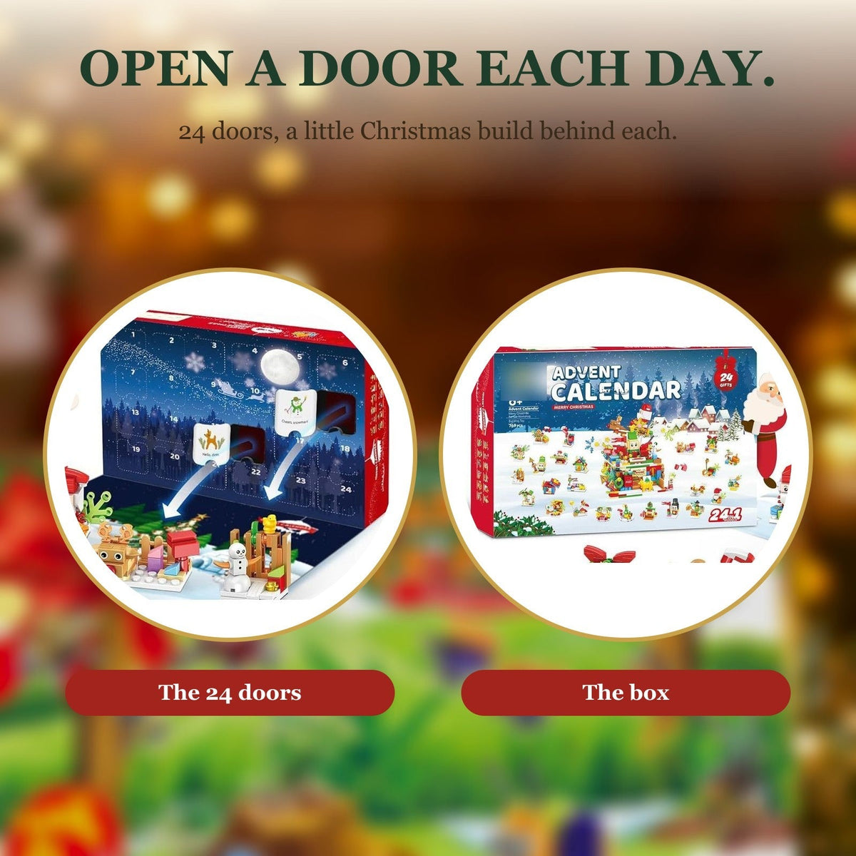 Santa's Workshop Advent Calendar, 24-in-1 Christmas Brick Set, 769 Pieces
