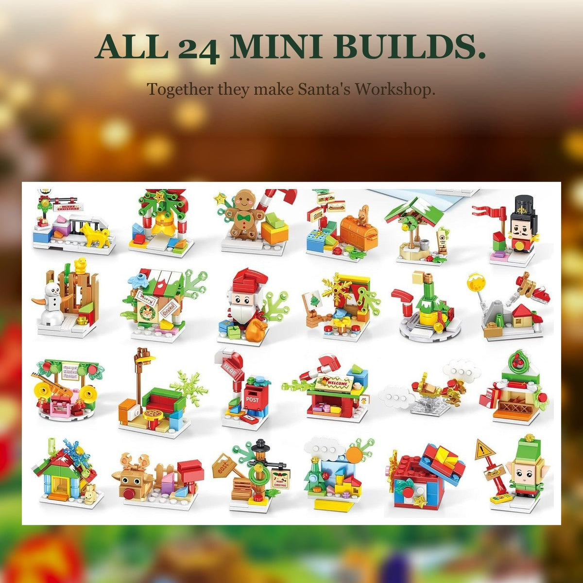 Santa's Workshop Advent Calendar, 24-in-1 Christmas Brick Set, 769 Pieces