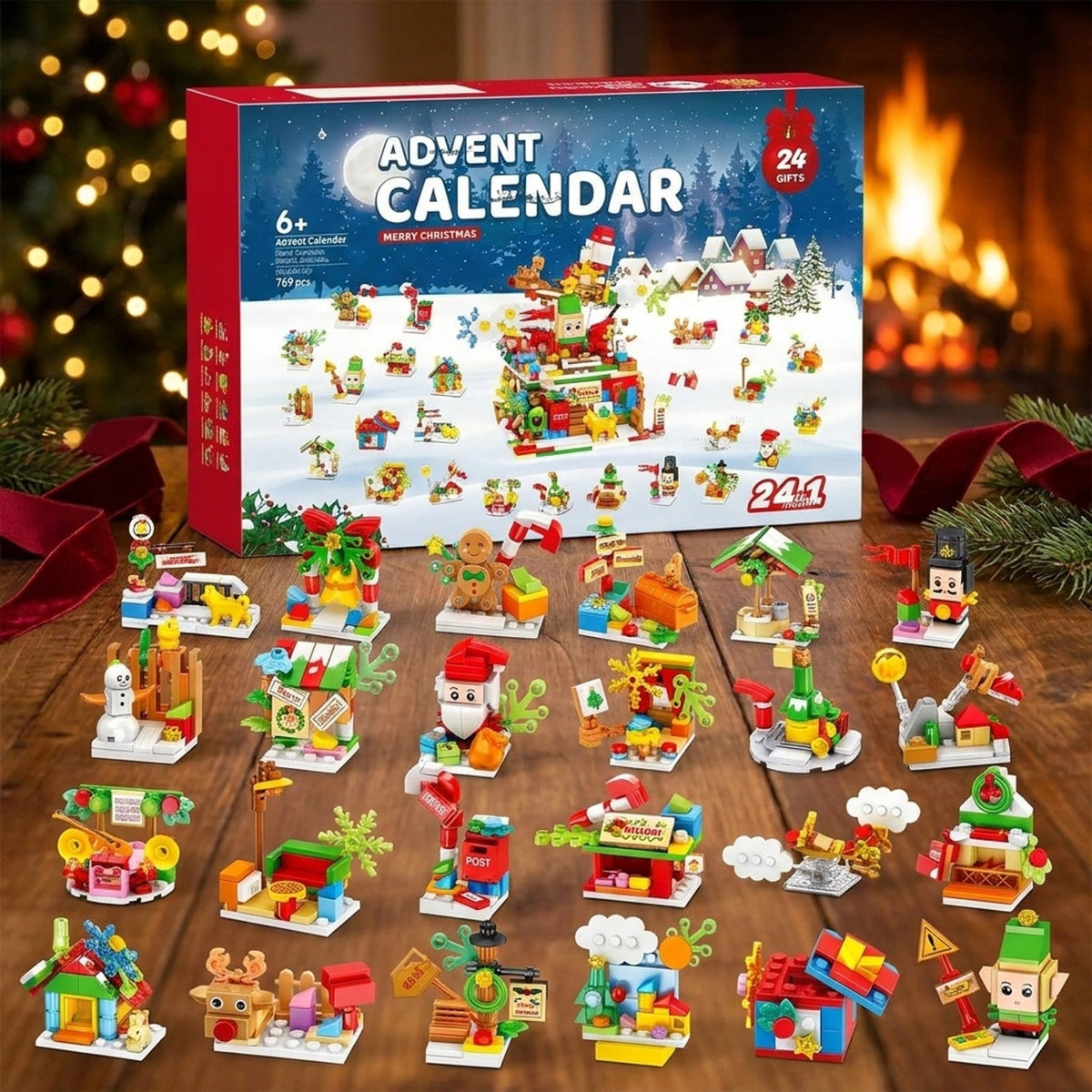 Santa's Workshop Advent Calendar, 24-in-1 Christmas Brick Set, 769 Pieces