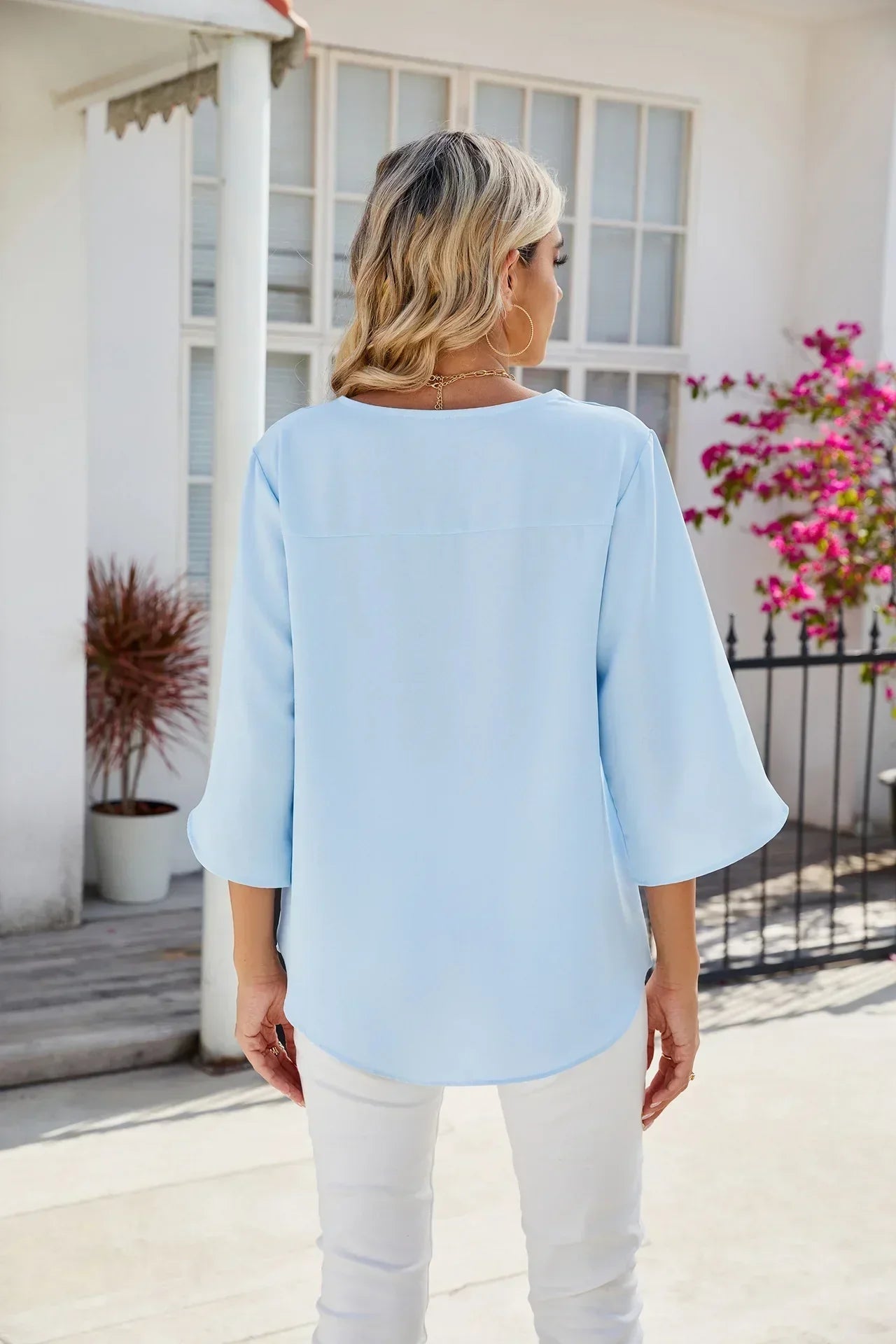 Image of Scarlett | Women's V-Neck Split Sleeve Blouse