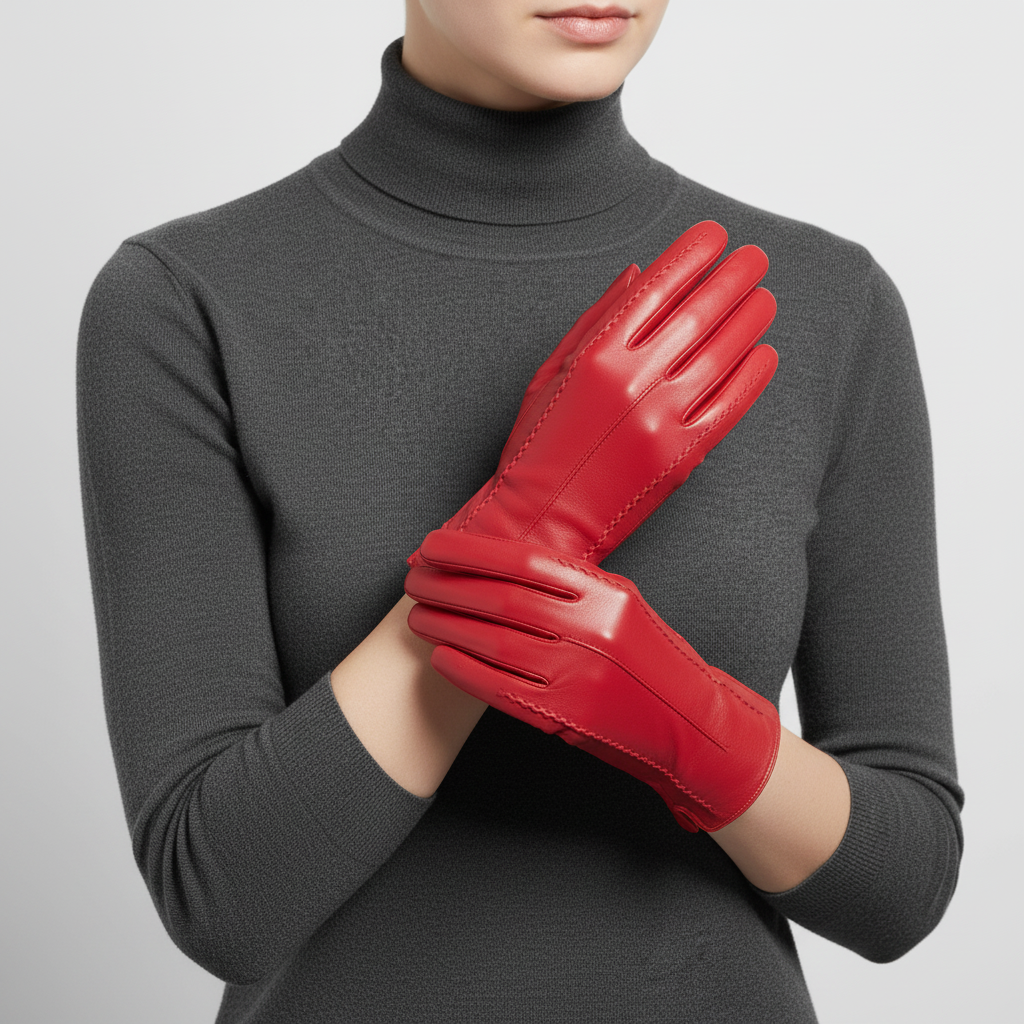 Short Vegan Leather Gloves
