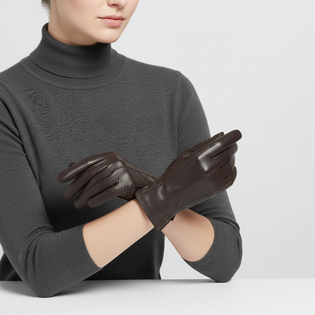 Short Vegan Leather Gloves