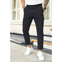 Slim Fit Pants with Front Pockets and Button Closure