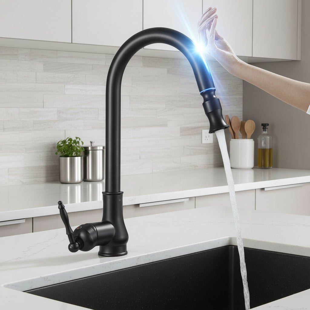 SMARTSPOUT – Kitchen faucet with pull-out function in antique bronze and touch sensor