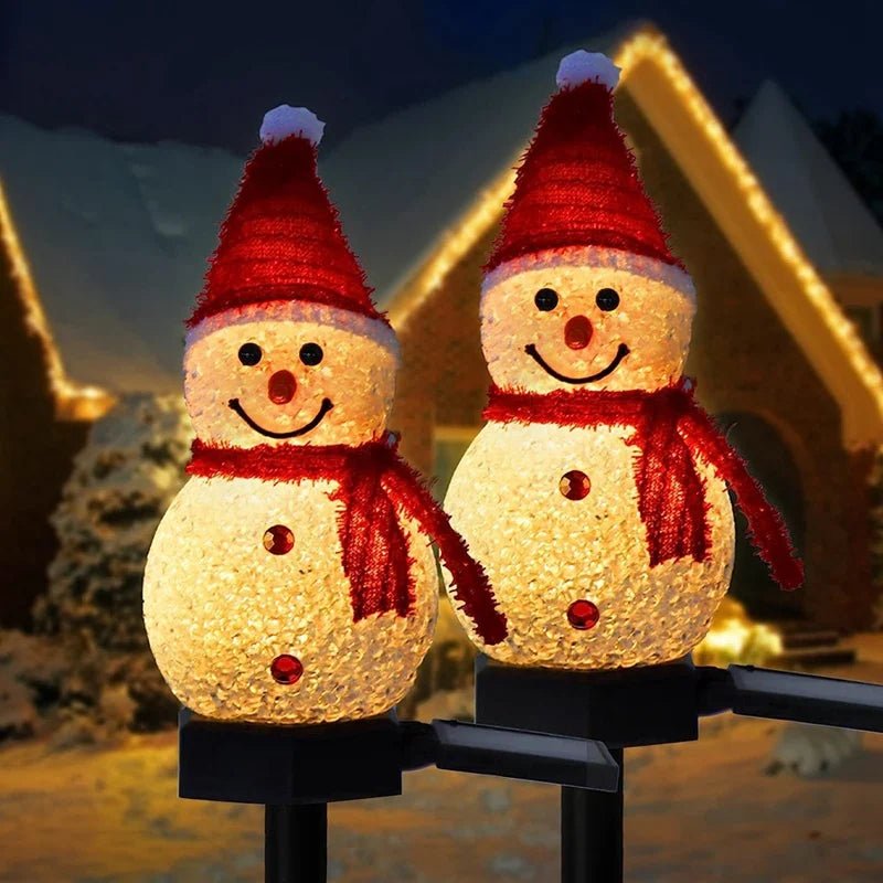 Snowman Solar Lights — Sunlight Charging, Warm LED Illumination