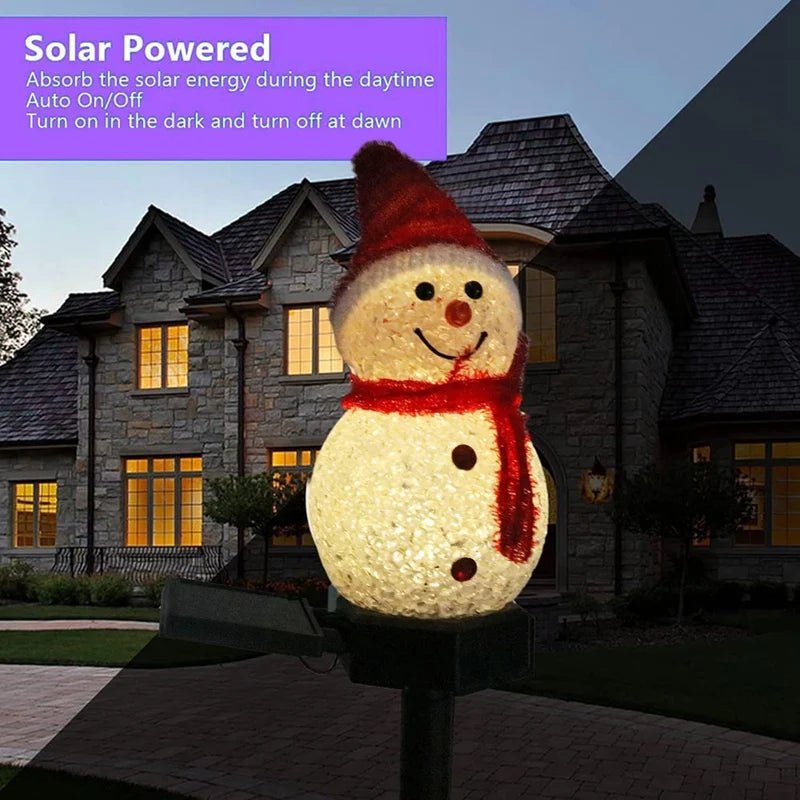 Snowman Solar Lights — Sunlight Charging, Warm LED Illumination