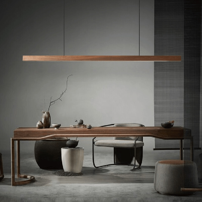 SolaraWood Adjustable Height LED Pendant Light for Dining Rooms