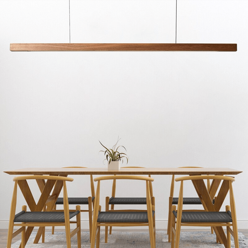 SolaraWood Adjustable Height LED Pendant Light for Dining Rooms