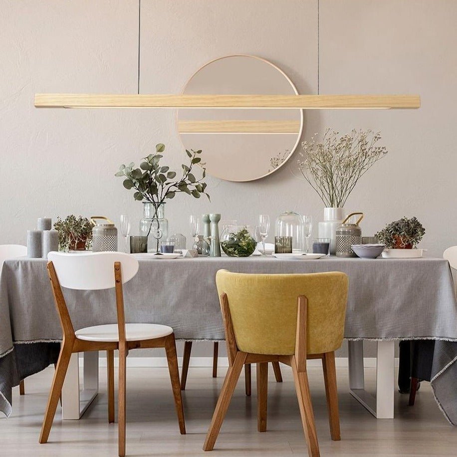SolaraWood Adjustable Height LED Pendant Light for Dining Rooms