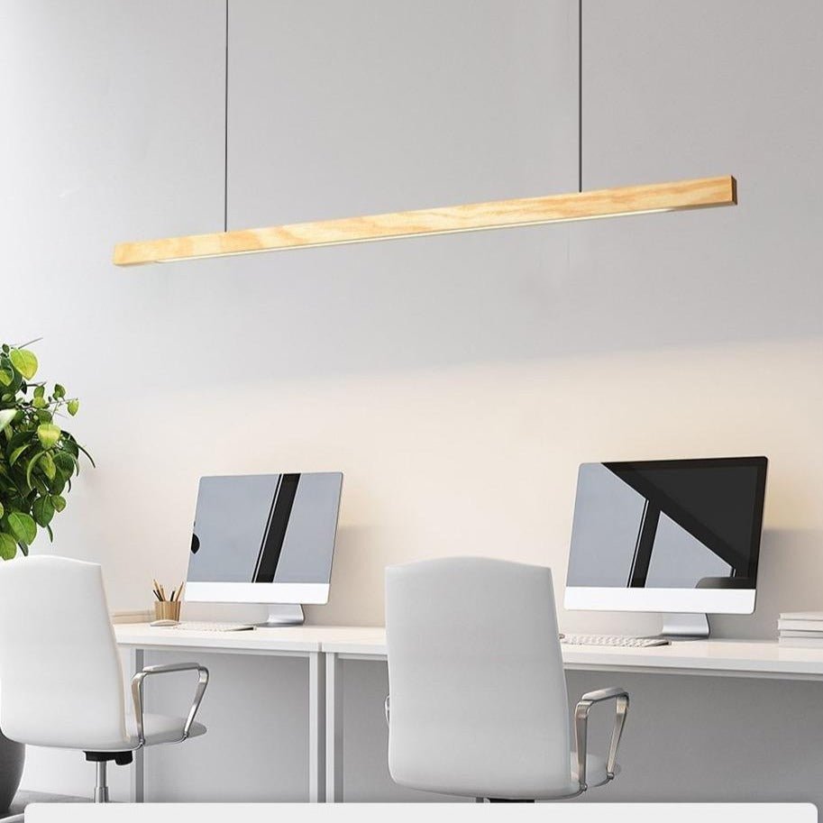 SolaraWood Adjustable Height LED Pendant Light for Dining Rooms