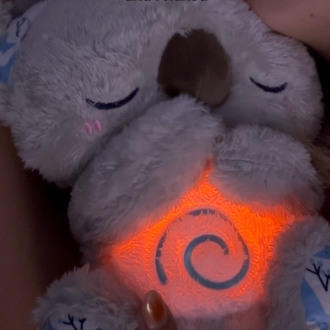 Soothing Koala Breathing Toy | Rhythmic Breathing Simulator | Tactile Haptic Sound Therapy | Integrated LED Night Light | Weighted Plush Companion