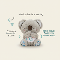 Soothing Koala Breathing Toy | Rhythmic Breathing Simulator | Tactile Haptic Sound Therapy | Integrated LED Night Light | Weighted Plush Companion