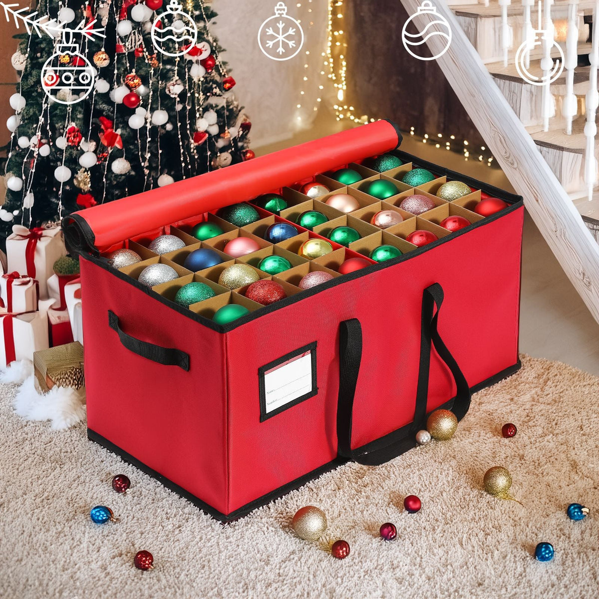 Stackable Fabric Christmas Ornament Storage Bag Organizer