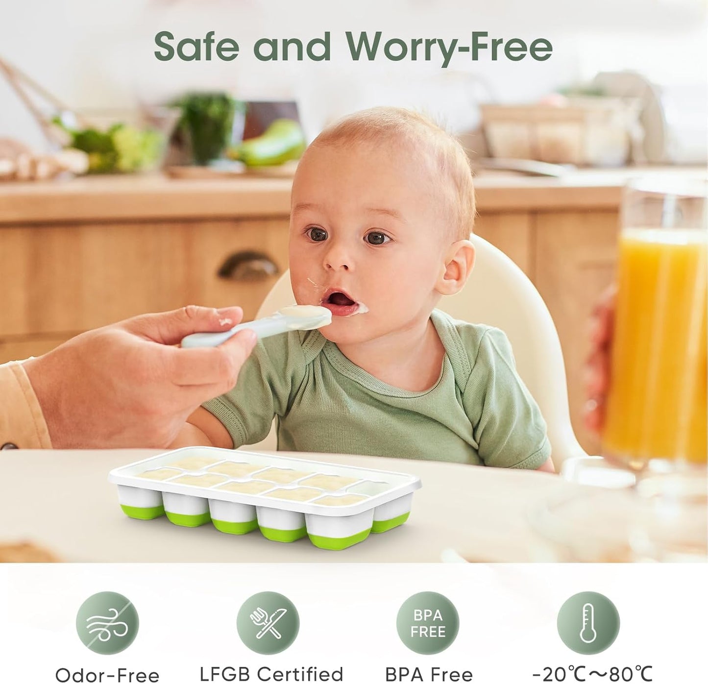 Stackable Silicone Ice Cube Trays with Storage Bin