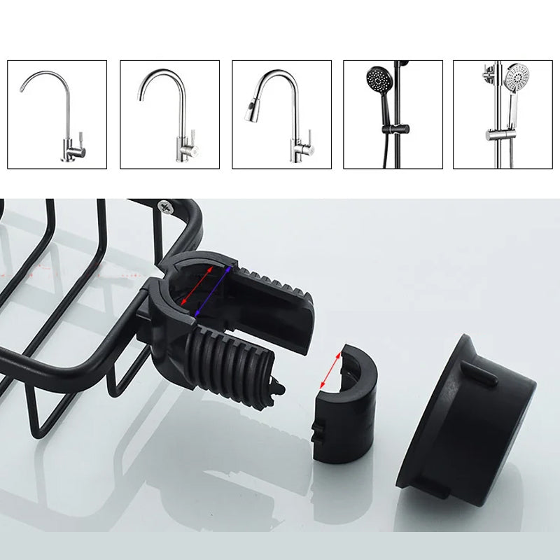 Rustproof Aluminum Shower Holder for Shampoo & Soap – Silver or Black – No-Drill
