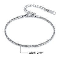 Stainless Steel Twisted Singapore Rope Chain Bracelet
