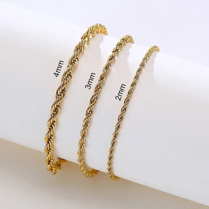 Stainless Steel Twisted Singapore Rope Chain Bracelet