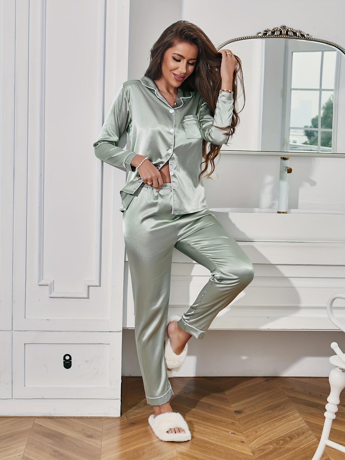 Image of Stephanie | Women's Long Sleeve Button-Down Pajama Set