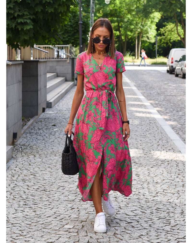 Image of Stephanie | Women's V-Neck Wrap Midi Dress