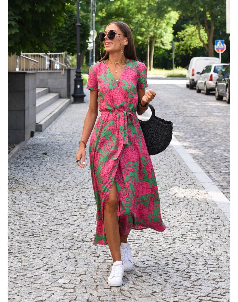 Image of Stephanie | Women's V-Neck Wrap Midi Dress