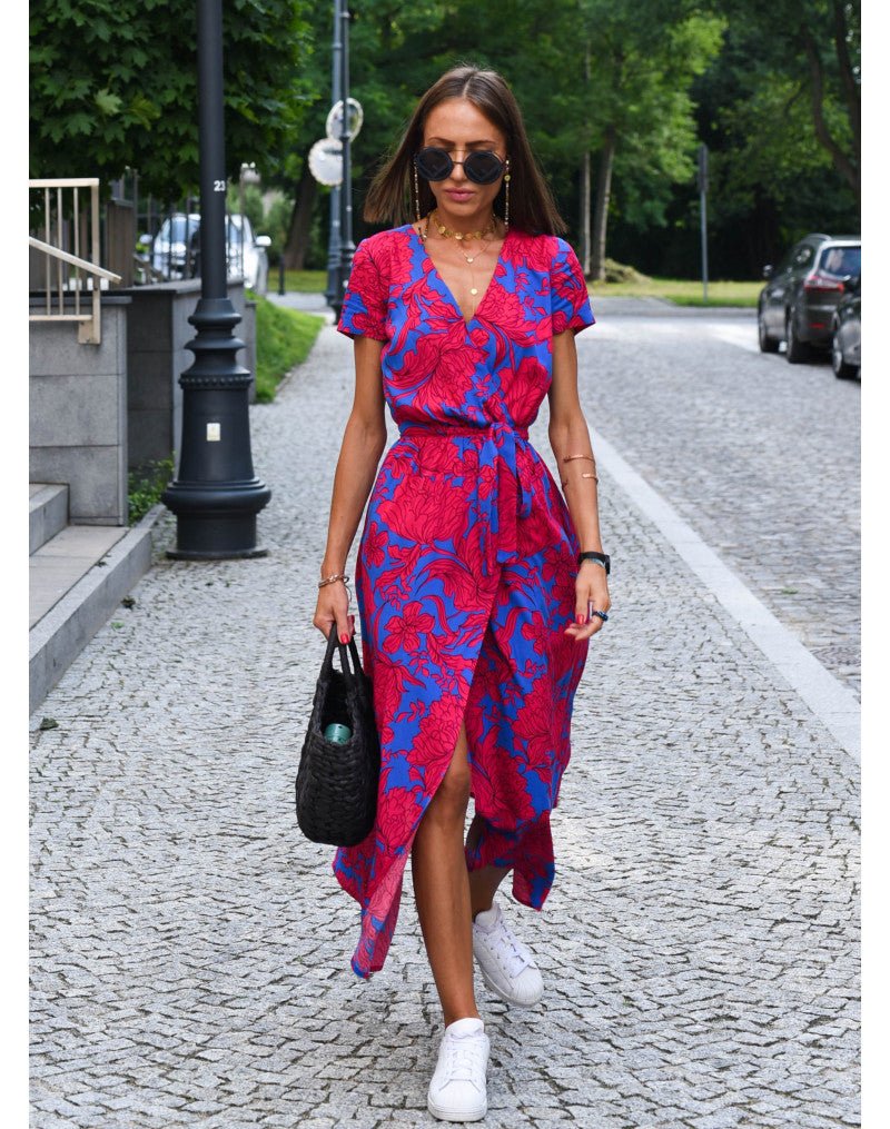 Image of Stephanie | Women's V-Neck Wrap Midi Dress
