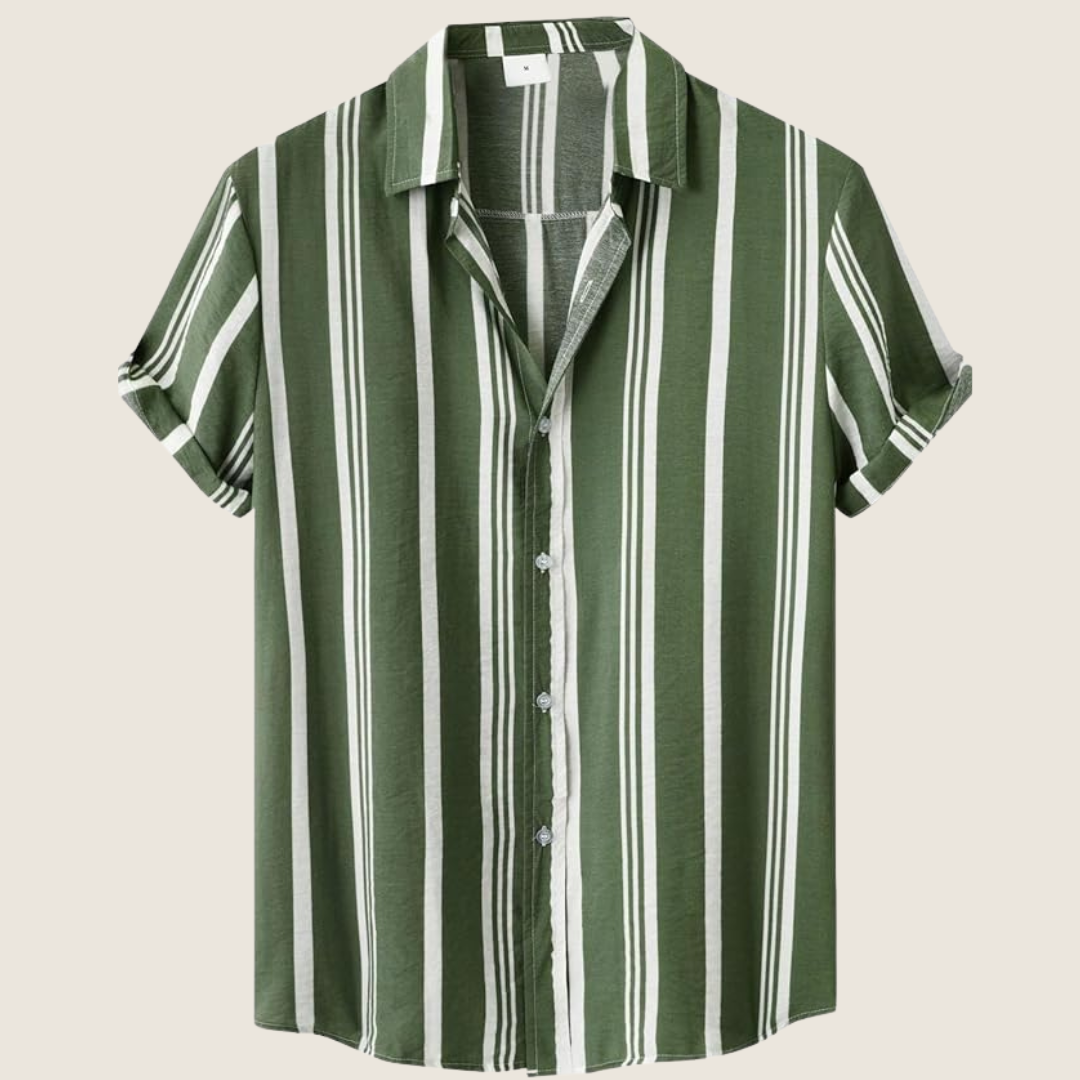 Image of Sterling | Men's Striped Short Sleeve Button-Up Shirt