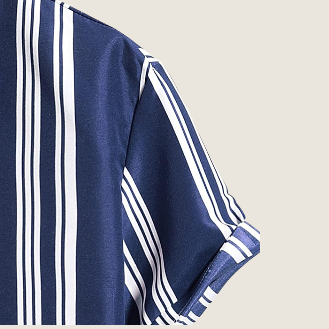 Image of Sterling | Men's Striped Short Sleeve Button-Up Shirt