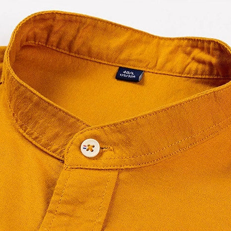 Image of Steven | Men's Long Sleeve Band Collar Button-Down Shirt