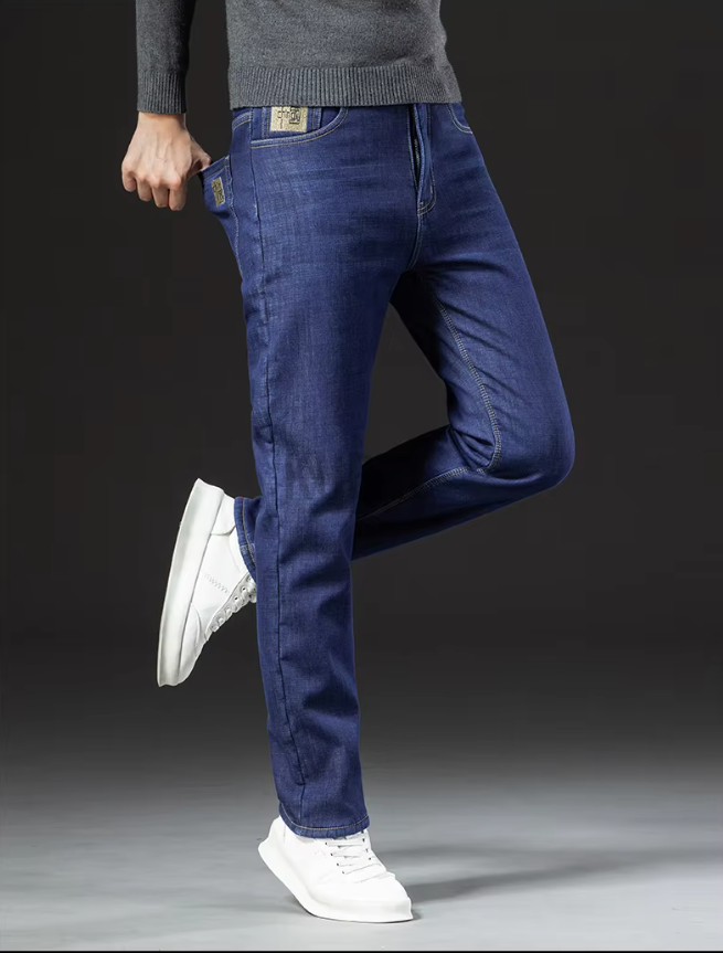 Straight Men's Pants in Lambskin Denim Style