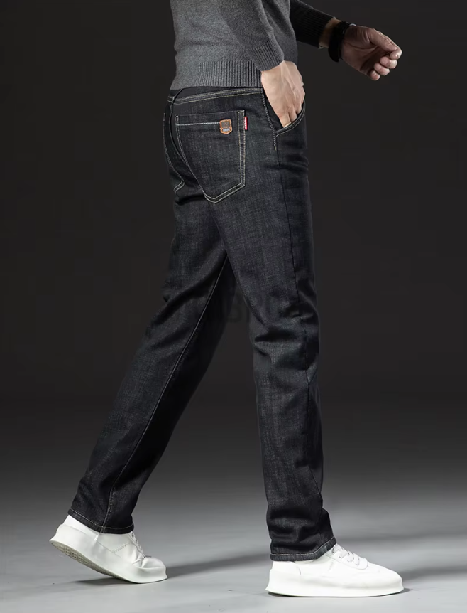 Straight Men's Pants in Lambskin Denim Style