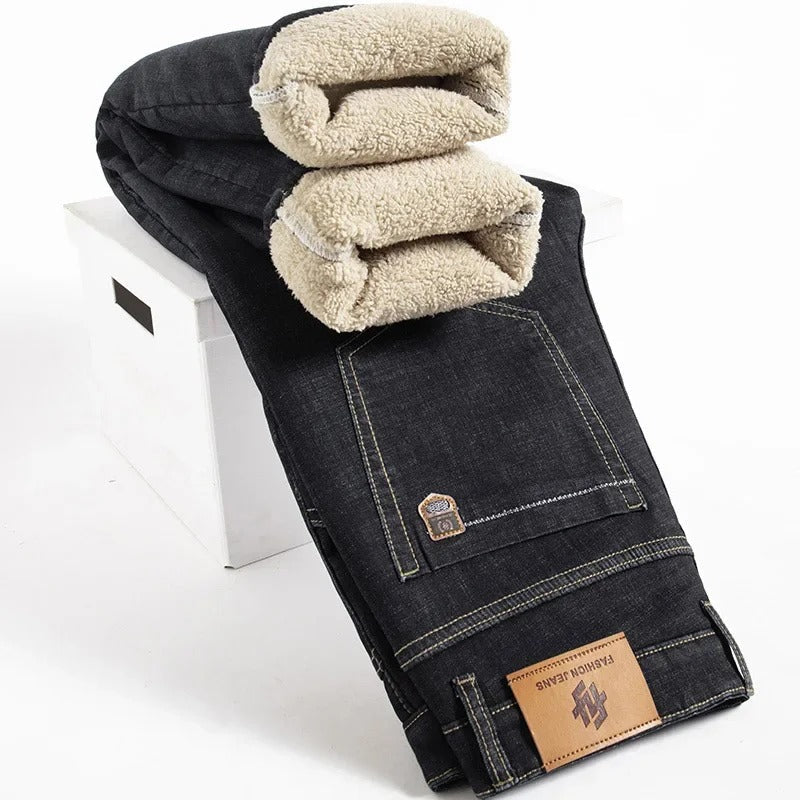 Straight Men's Pants in Lambskin Denim Style