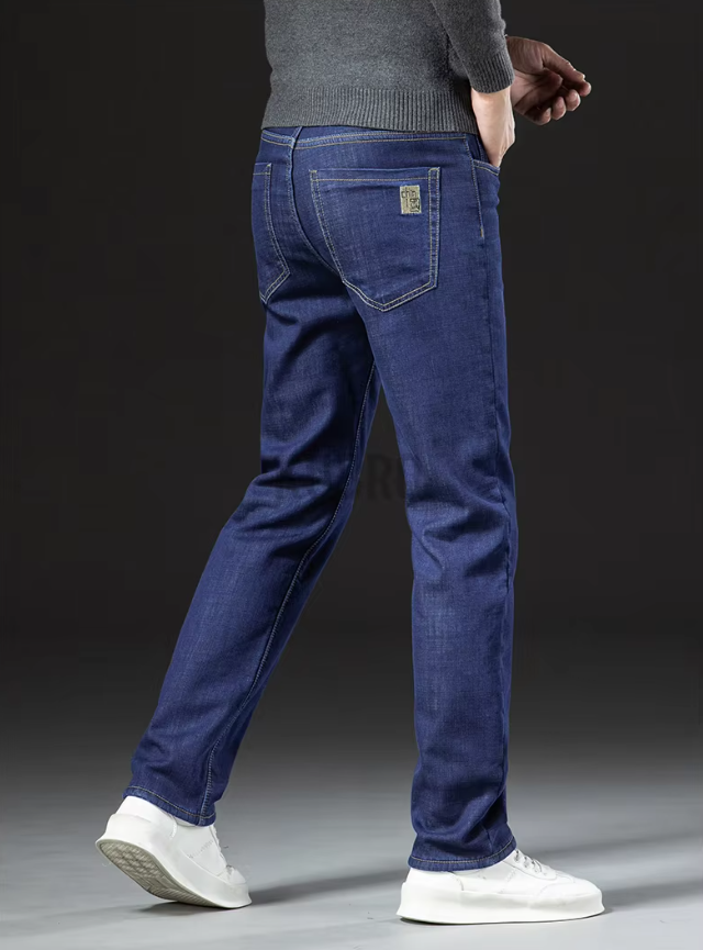 Straight Men's Pants in Lambskin Denim Style