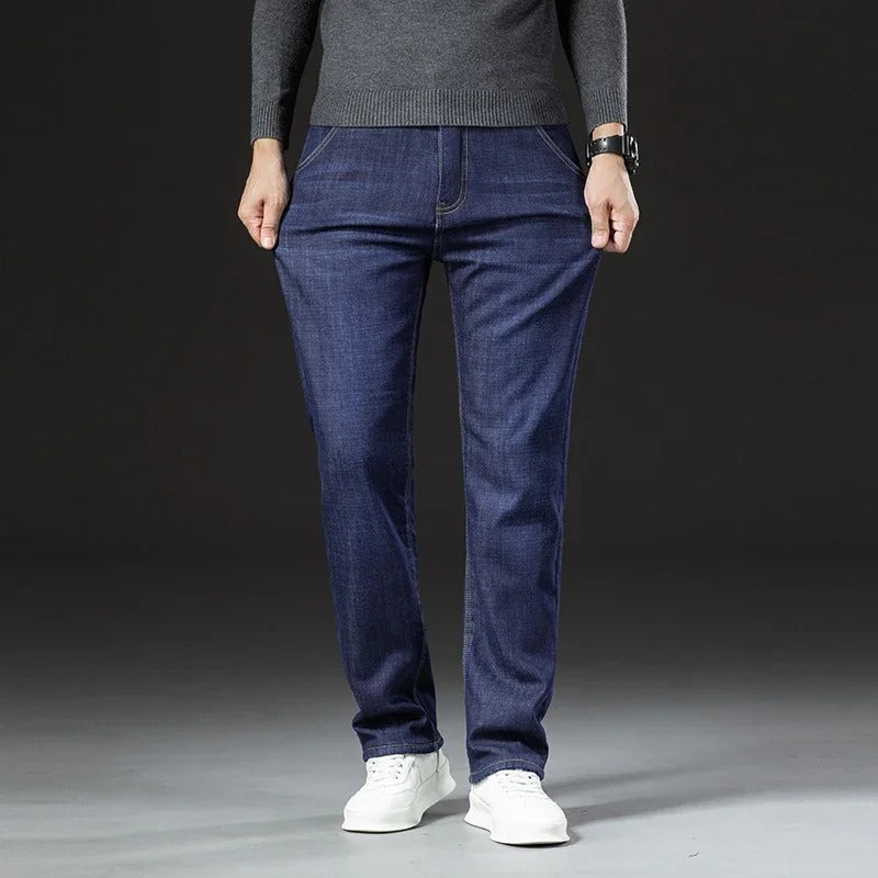 Straight Men's Pants in Lambskin Denim Style