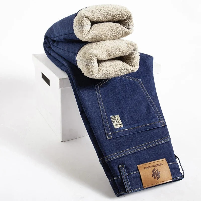 Straight Men's Pants in Lambskin Denim Style