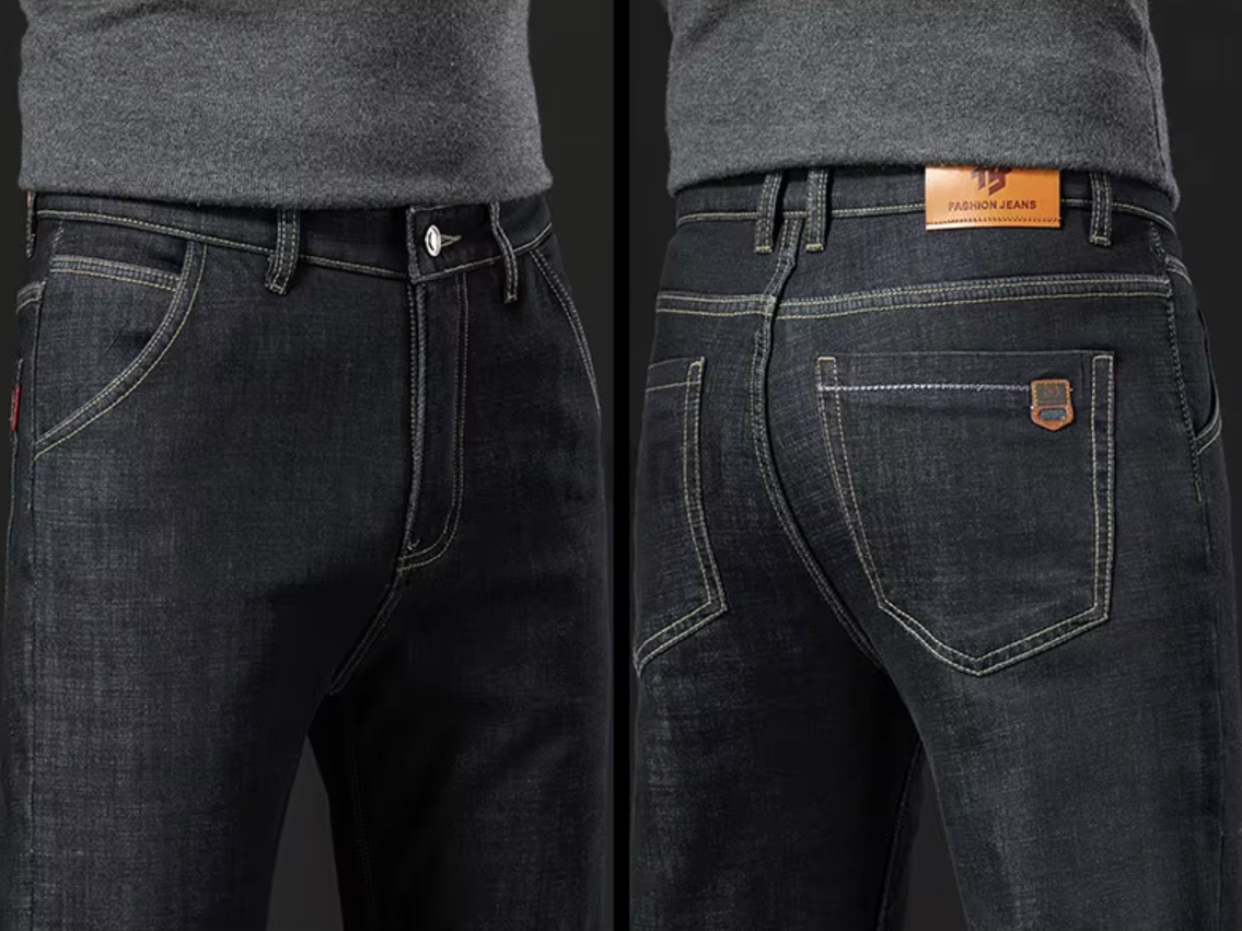 Straight Men's Pants in Lambskin Denim Style