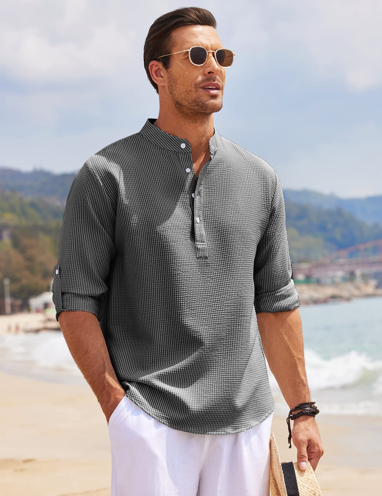 Image of Stuart | Men's Roll Sleeve Henley Shirt