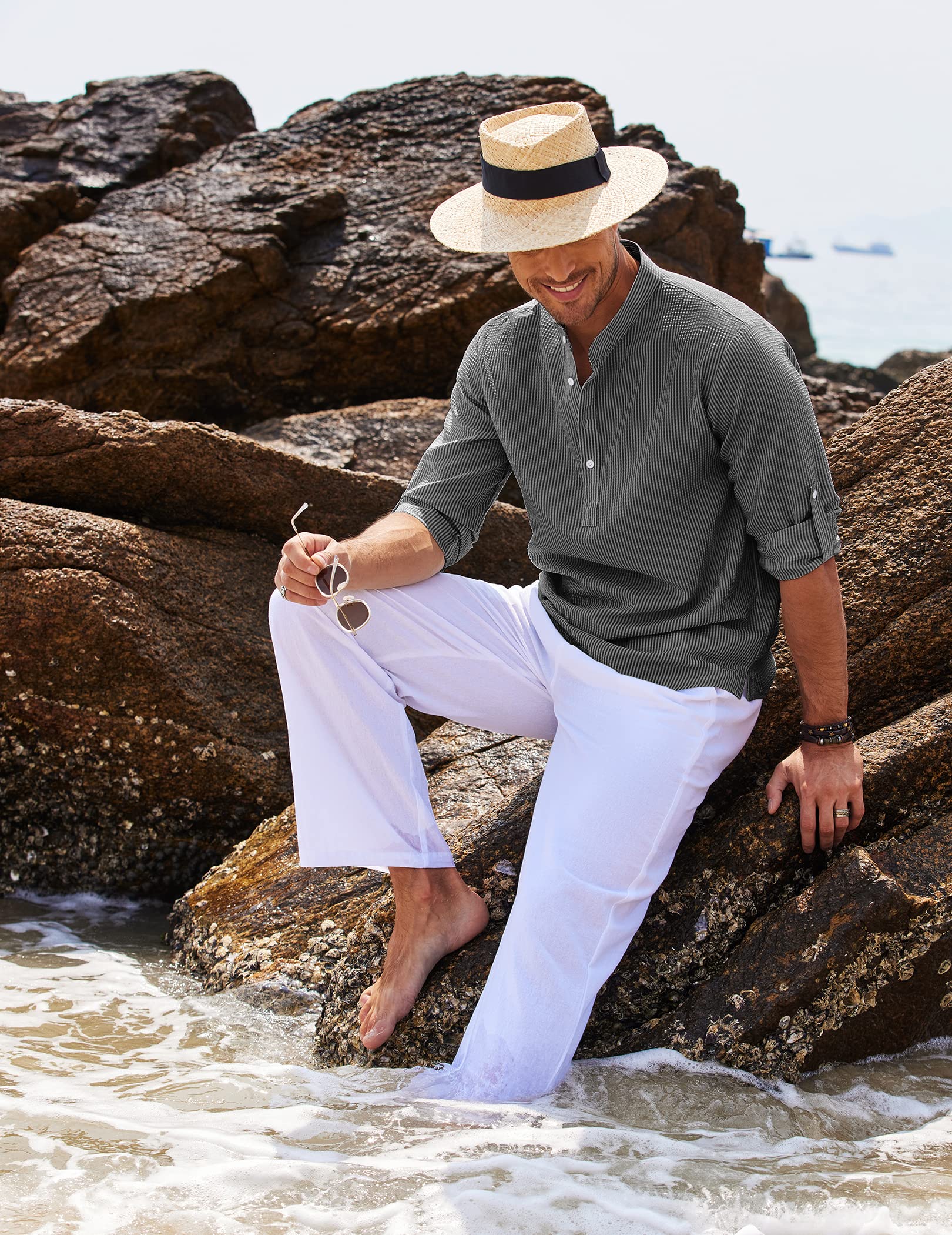 Image of Stuart | Men's Roll Sleeve Henley Shirt